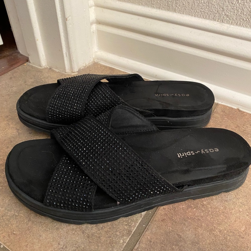 Easy Spirit Black Studded Women's Sandals